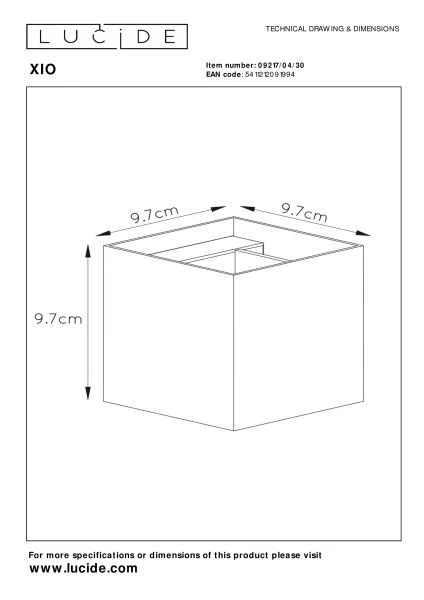 Lucide XIO - Wandleuchte - LED Dim. - G9 - 1x4W 2700K - Einstellbarer Abstrahlwinkel - Schwarz - TECHNISCH